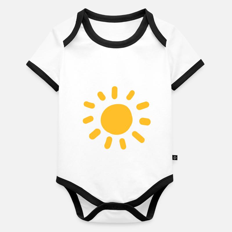 Soleil dessin motif Body Bébé bio contrasté manches courtes