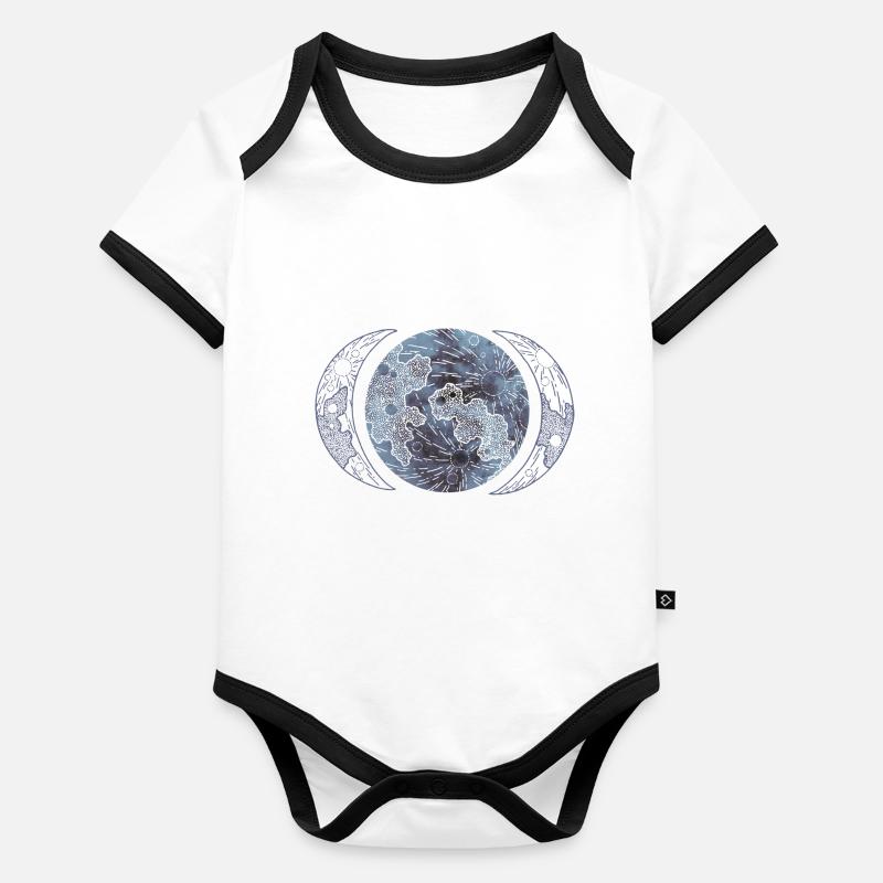 Phases de la lune Body Bébé bio contrasté manches courtes