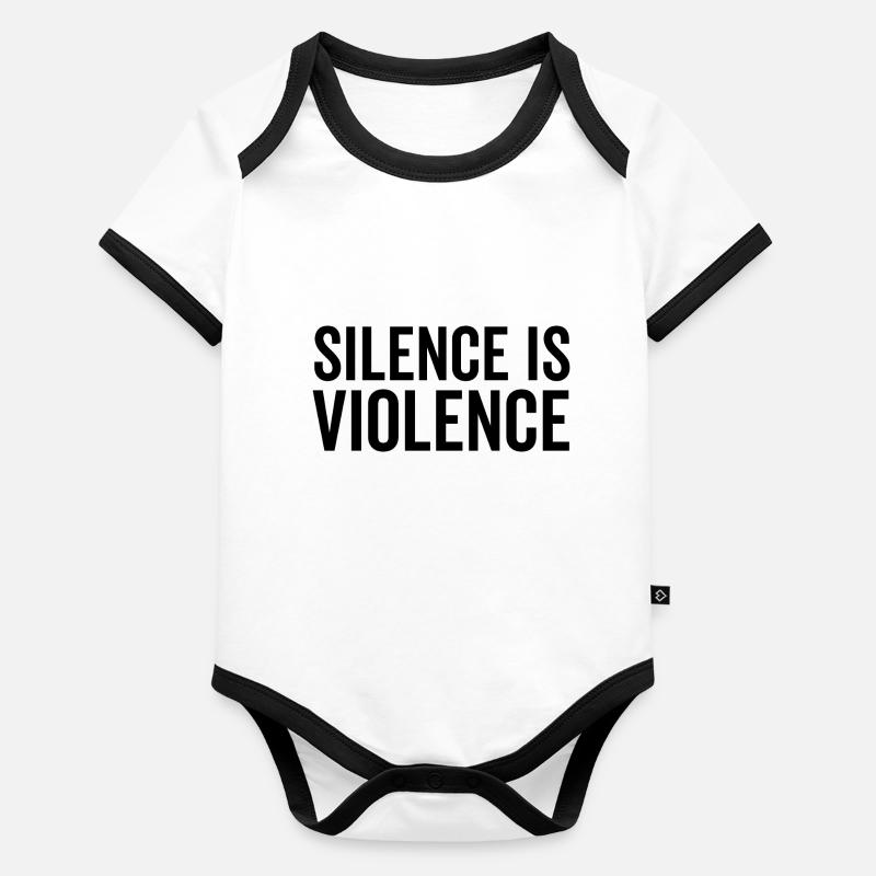 Schweigen ist Gewalt Baby Bio-Kurzarm-Kontrastbody