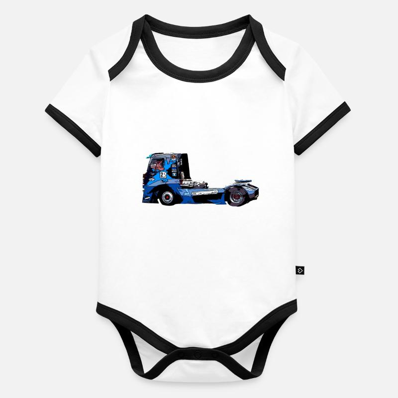 racing truck Organic Baby Contrasting Bodysuit