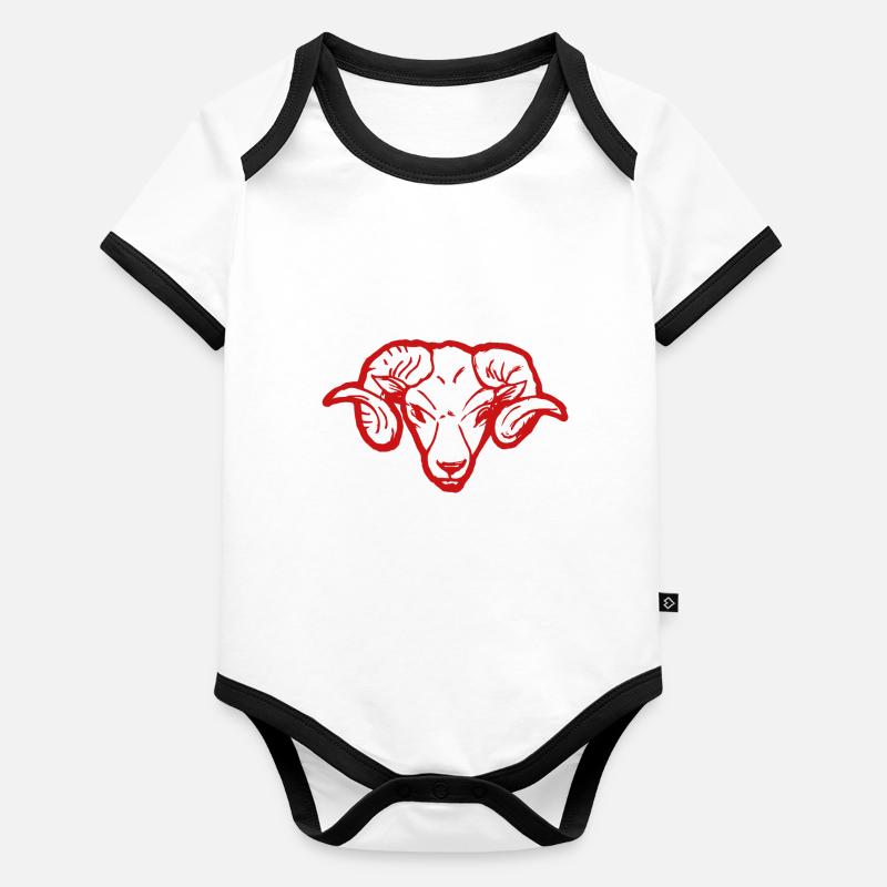 Roter Widderkopf Rammbock Geschenkidee Teufel Body Bébé bio contrasté manches courtes