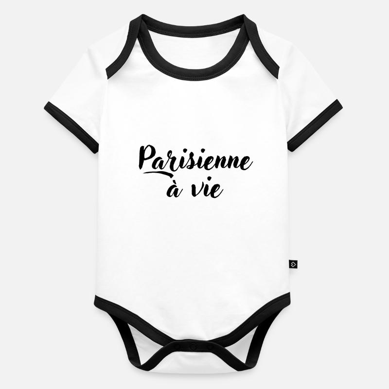parisienne à vie Body Bébé bio contrasté manches courtes