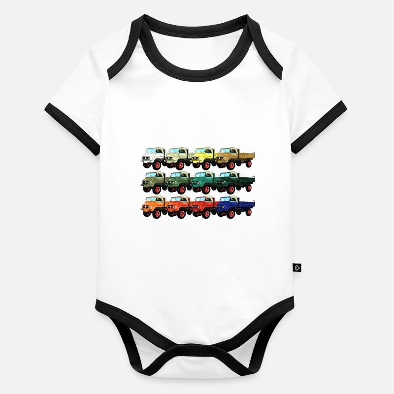 Palette de couleurs Unimog - Oldtimer - Rainbow different Body Bébé bio contrasté manches courtes