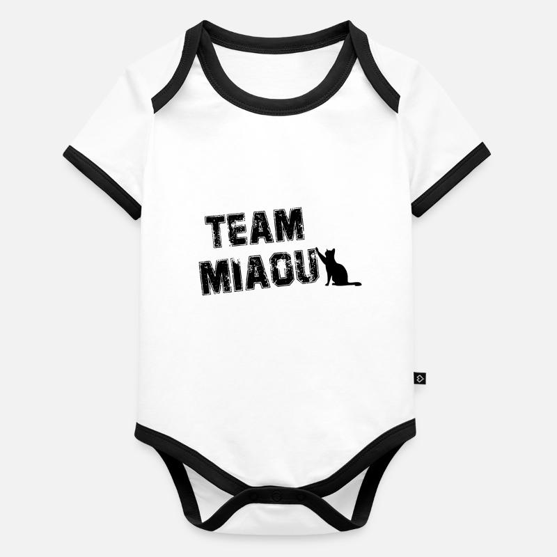 Team miaou chat humour Body Bébé bio contrasté manches courtes