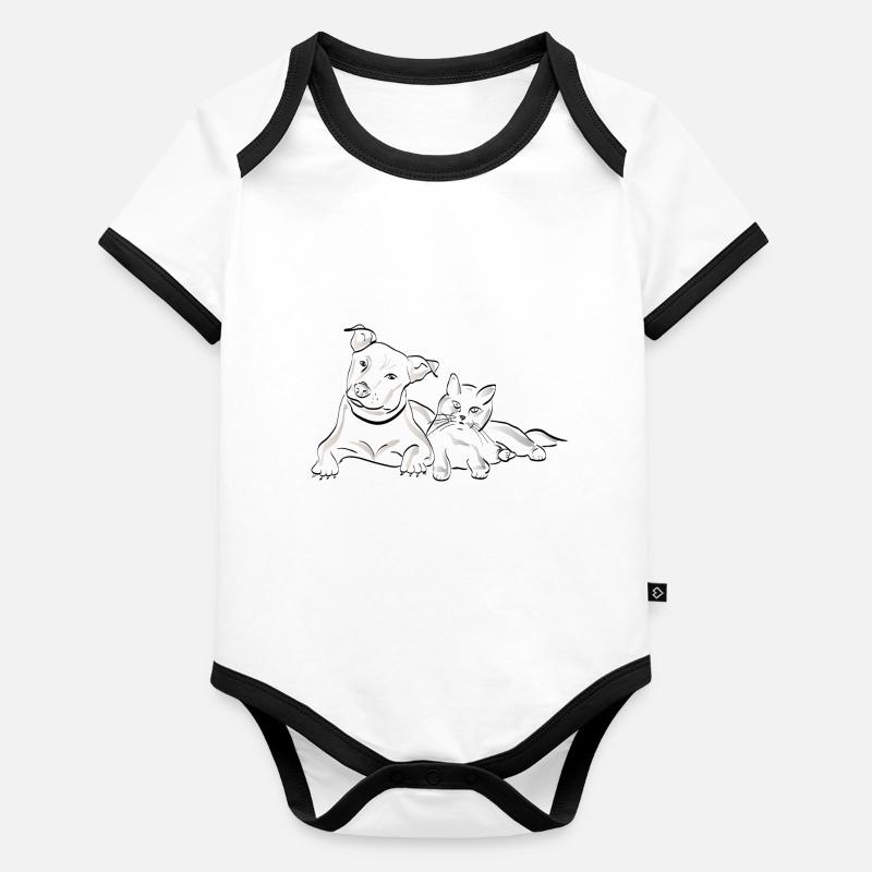 | Katzen-| Schönes Design Baby Bio-Kurzarm-Kontrastbody