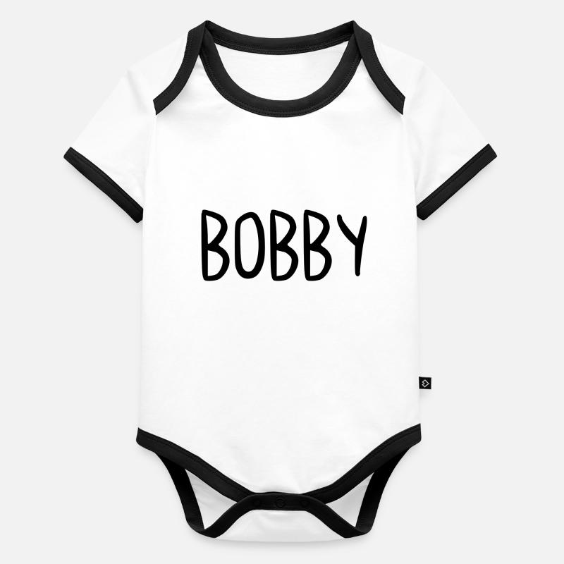 Bobby Custom Name Schriftart Text Geburtstag Baby Bio-Kurzarm-Kontrastbody
