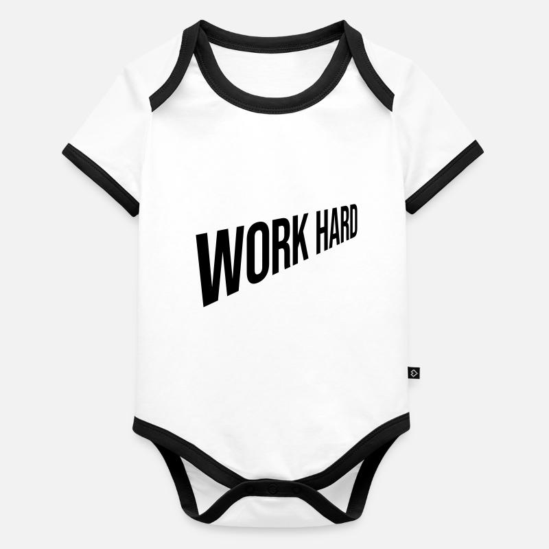 Design Work Hard Baby Bio-Kurzarm-Kontrastbody