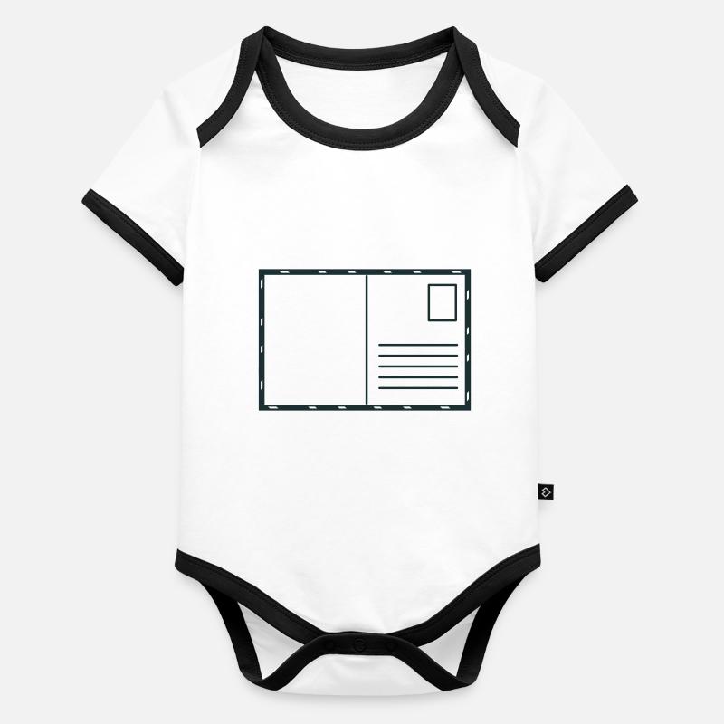Blanko-Postkarte mit Briefmarke und Luftpost Baby Bio-Kurzarm-Kontrastbody