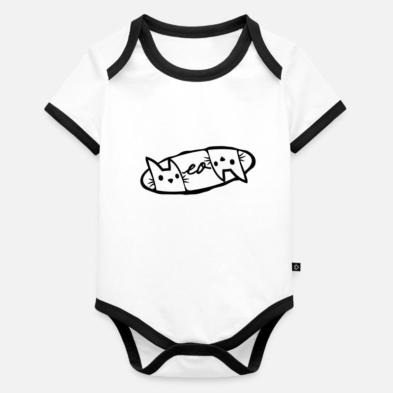Logo Meow 2 chats Body Bébé bio contrasté manches courtes