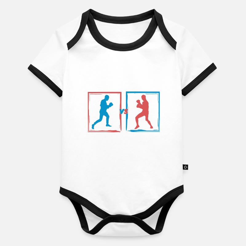 Boxe combat - idee cadeau boxeur Body Bébé bio contrasté manches courtes