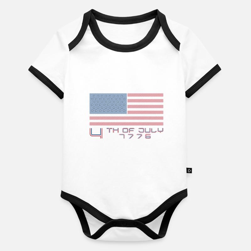 Indépendance du 4 juillet Body Bébé bio contrasté manches courtes
