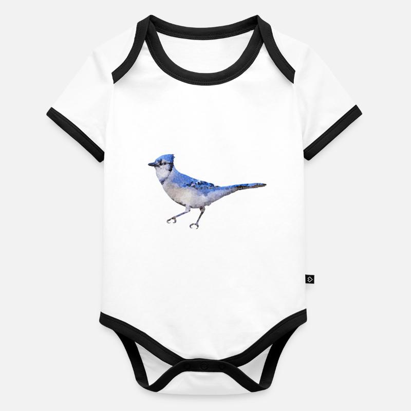 Oiseau ~ le Geai Bleu Body Bébé bio contrasté manches courtes