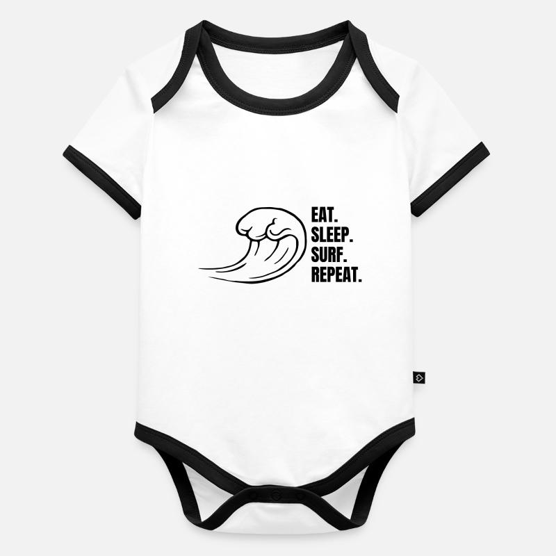 Surfer Surf Surfboard Moniteur de surf Surf Body Bébé bio contrasté manches courtes