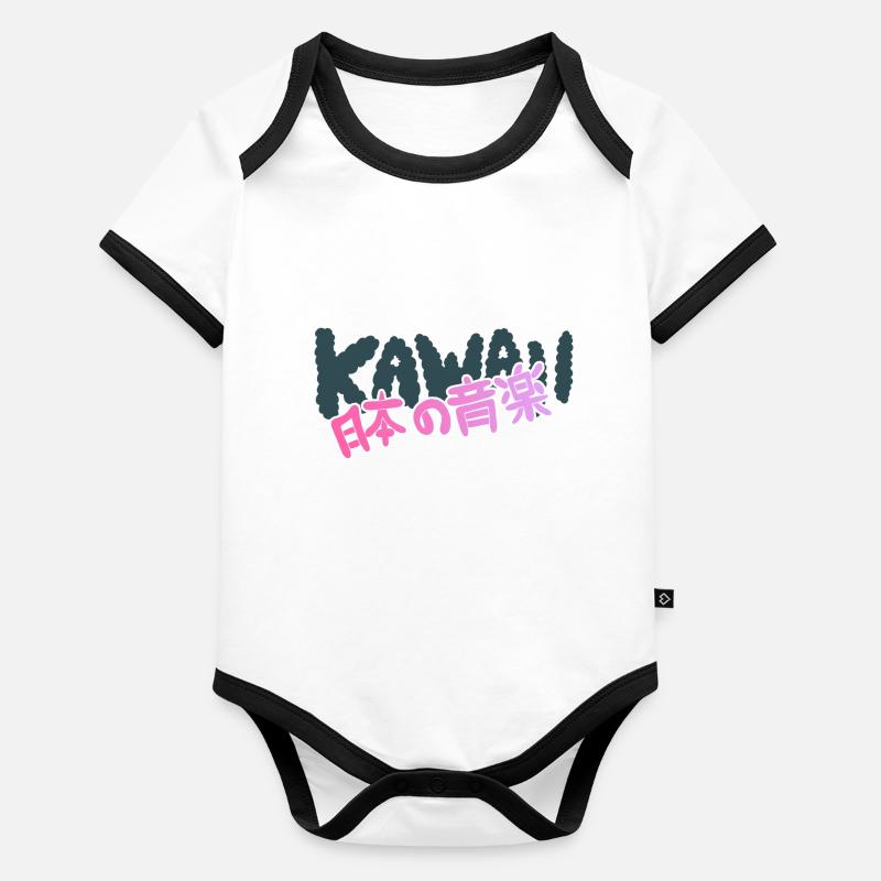 Texte kawaii Body Bébé bio contrasté manches courtes