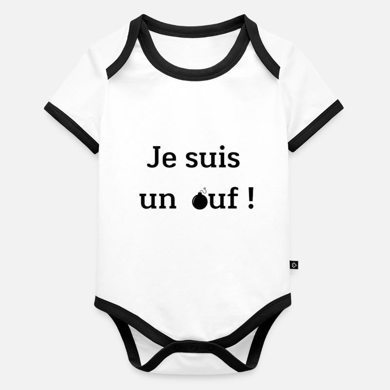 Je suis un ouf Body Bébé bio contrasté manches courtes
