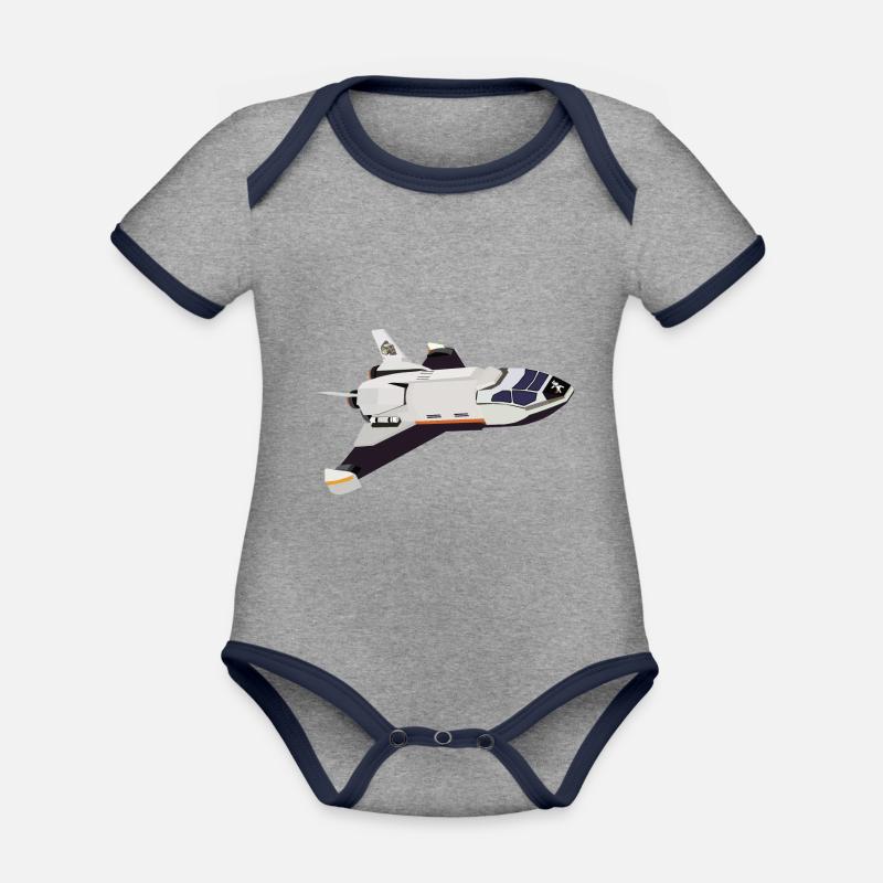Space Shuttle Flight - Organic Baby Contrasting Bodysuit - heather grey/navy