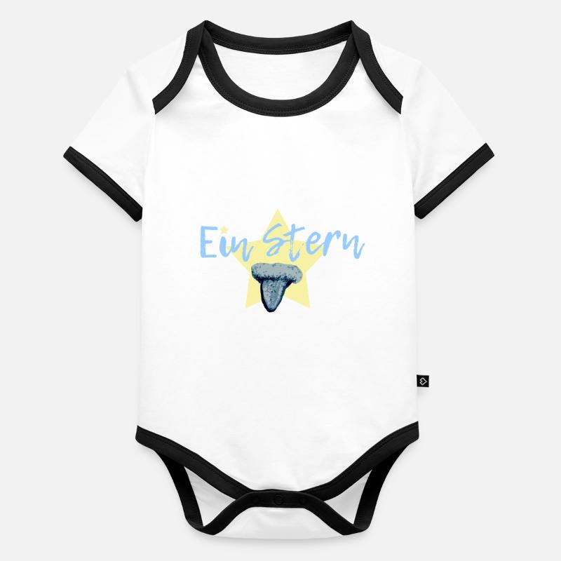 Ein Stern in blau Baby Bio-Kurzarm-Kontrastbody