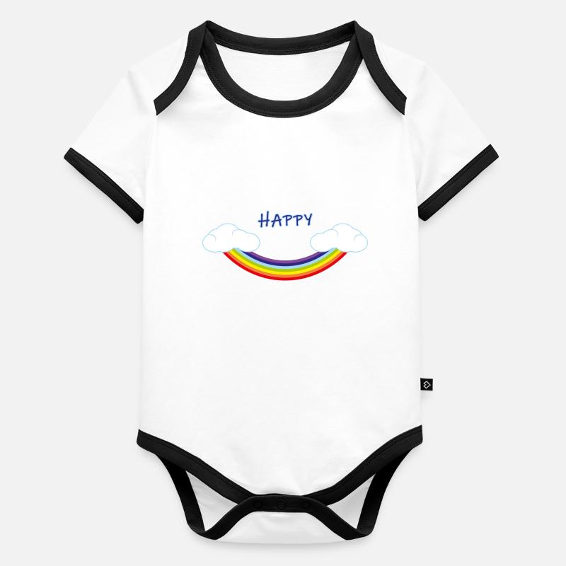 Arc-en-ciel inversé en forme de sourire Body Bébé bio contrasté manches courtes