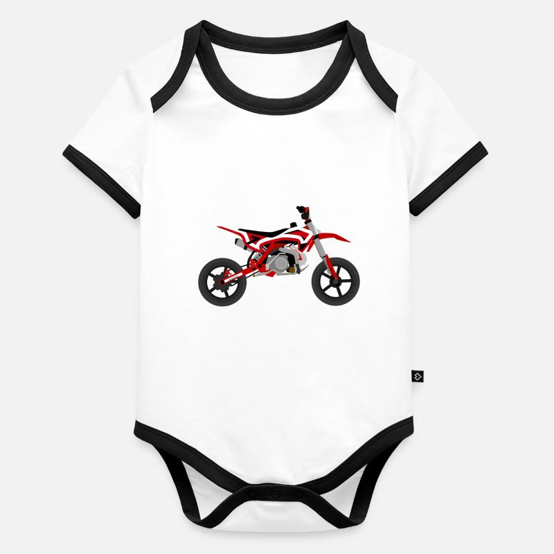 super Moto Rot Weiss Baby Bio-Kurzarm-Kontrastbody