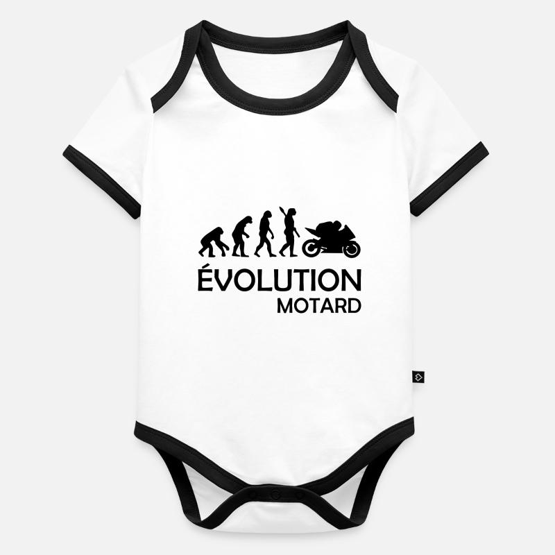 Évolution Motard / humour moto Body Bébé bio contrasté manches courtes