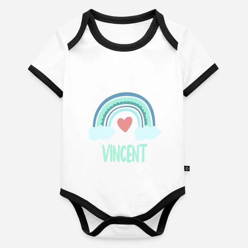 Vincent Nom Rainbow Baby Body Bébé bio contrasté manches courtes