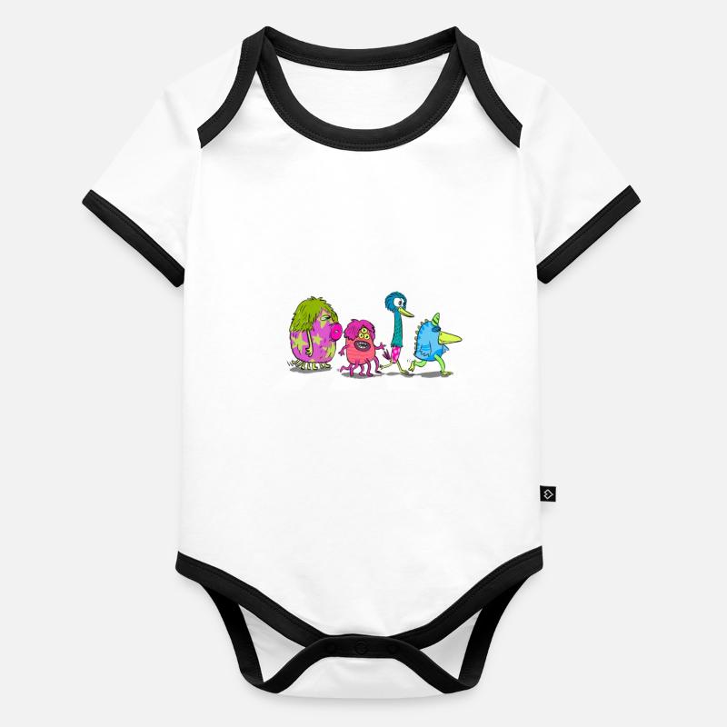 MONSTRES RAYÉS - BEATLEZ Body Bébé bio contrasté manches courtes