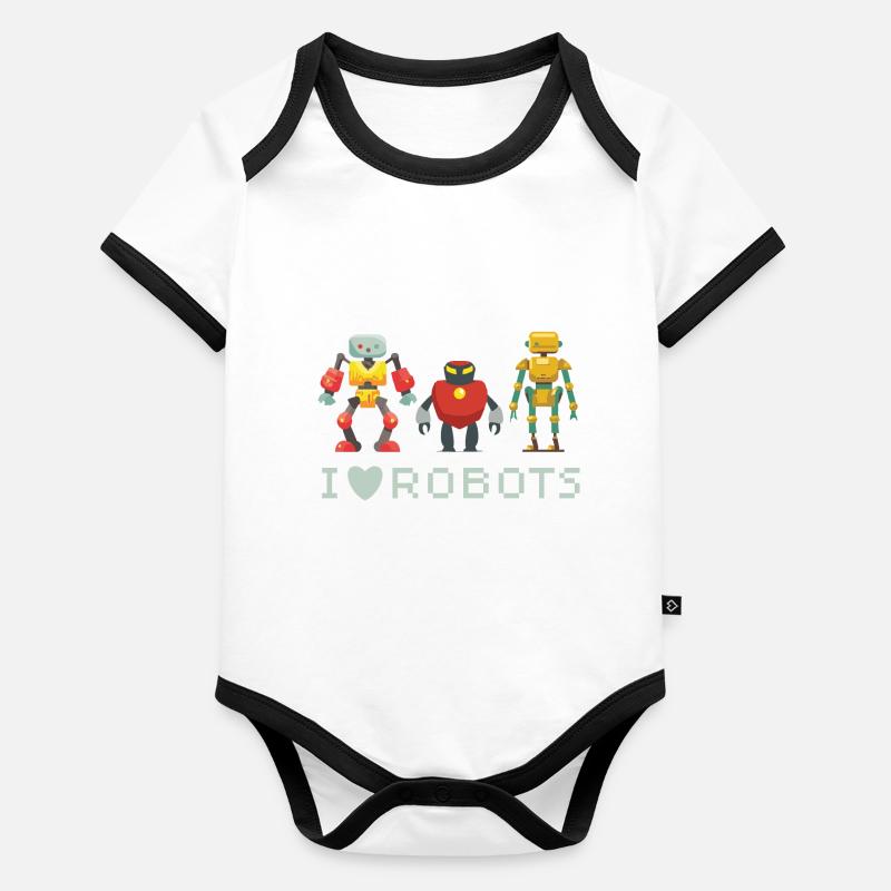 I Love Robots Three Androids Cute Organic Baby Contrasting Bodysuit