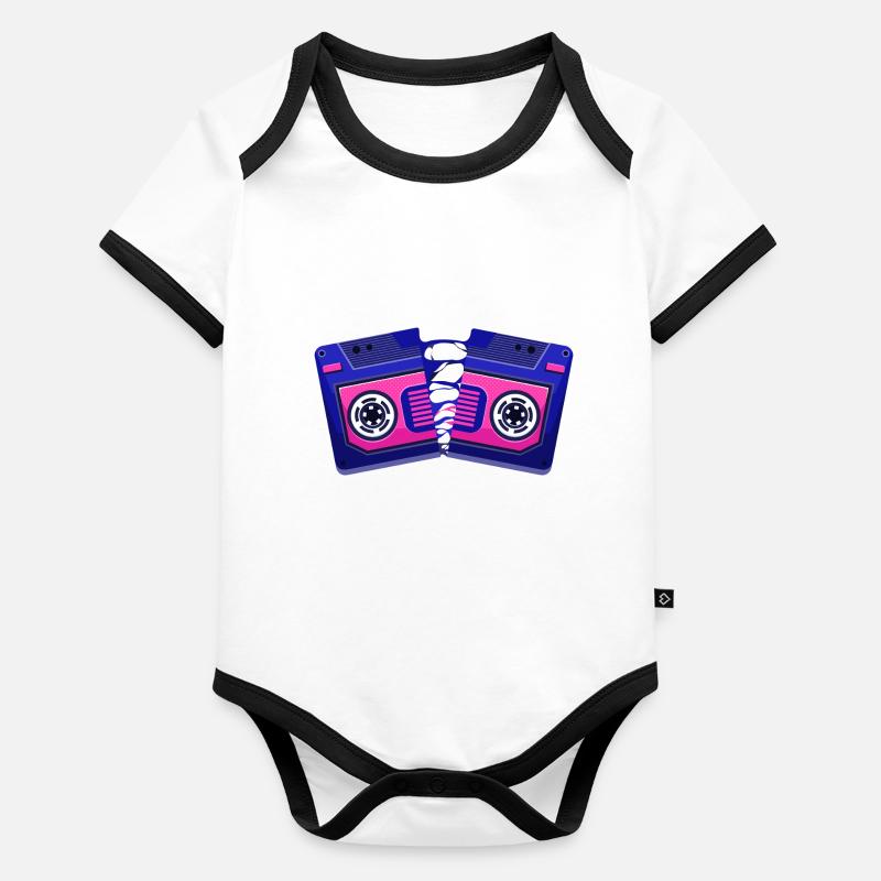 cassette cassée Body Bébé bio contrasté manches courtes
