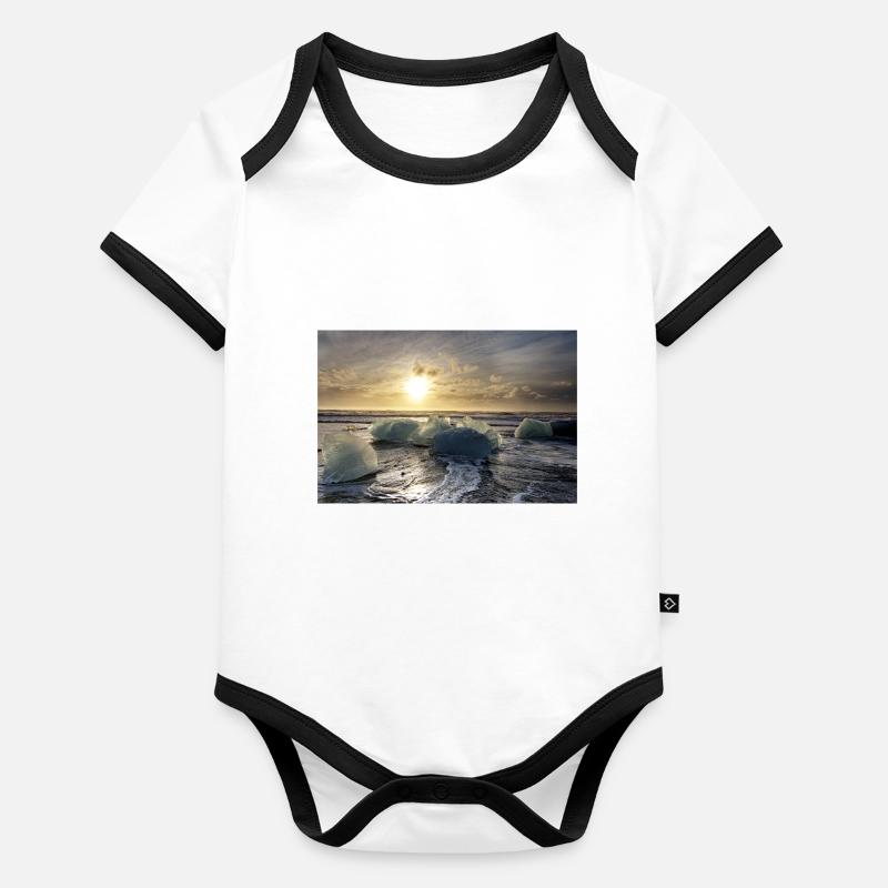 Isländischer Strand Baby Bio-Kurzarm-Kontrastbody