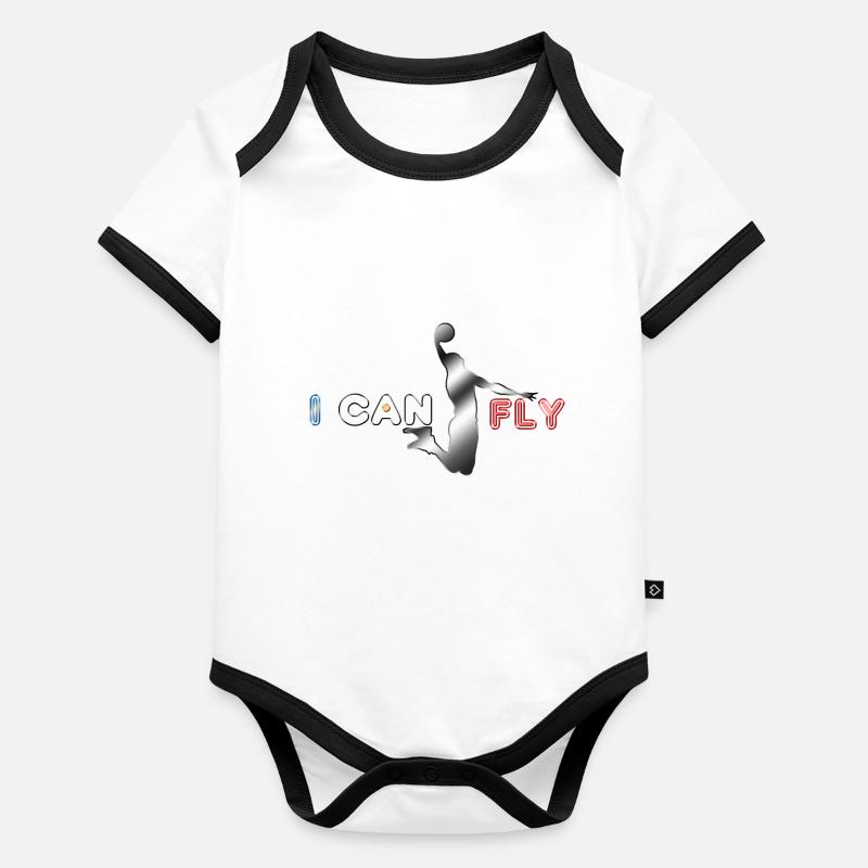 I can Fly Basketball Body Bébé bio contrasté manches courtes