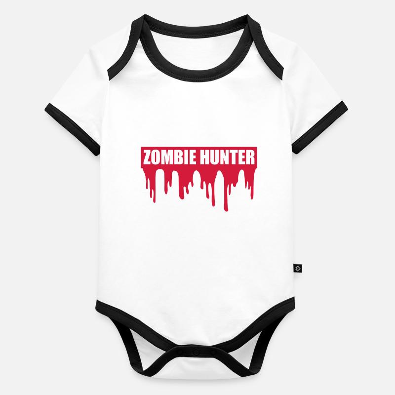 zombie hunter Halloween quote Organic Baby Contrasting Bodysuit