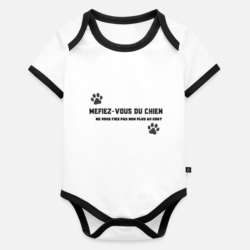méfiez vous du chien Body Bébé bio contrasté manches courtes
