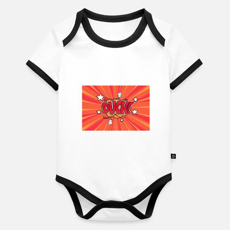 Aïe! Style bande dessinée Bubble Graffiti Lettrage Body Bébé bio contrasté manches courtes