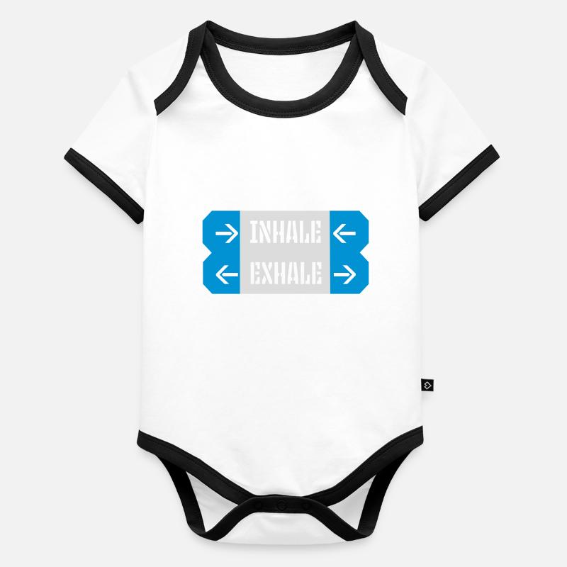 inhale exhale yoga quote Organic Baby Contrasting Bodysuit