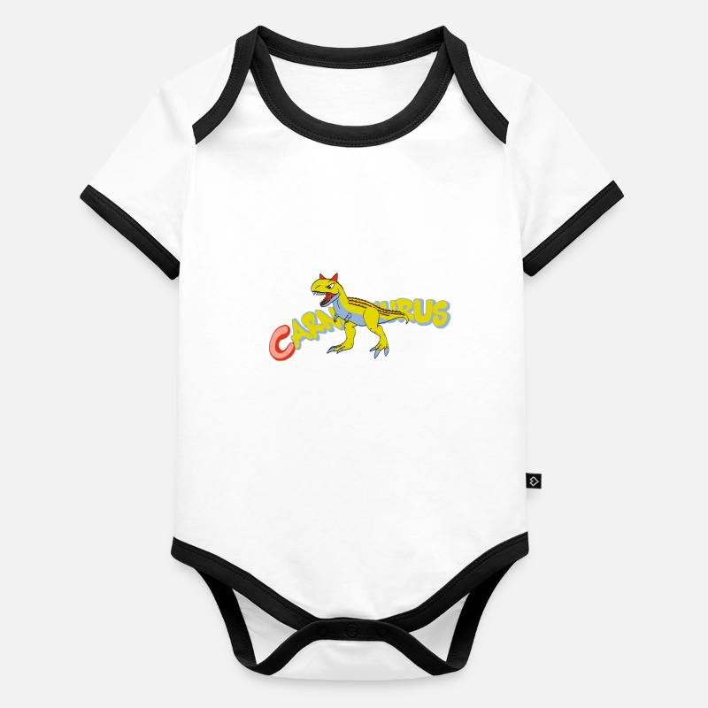 Carnotaurus - Baby Bio-Kurzarm-Kontrastbody - Grau meliert/Navy