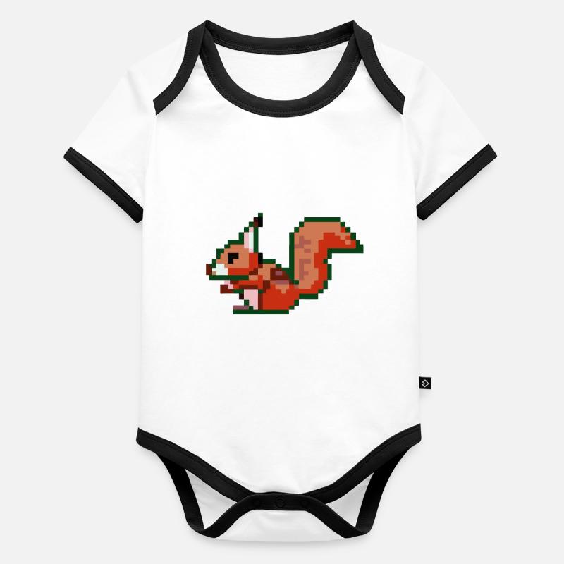 Squirrel Pixel Art Idée cadeau Body Bébé bio contrasté manches courtes