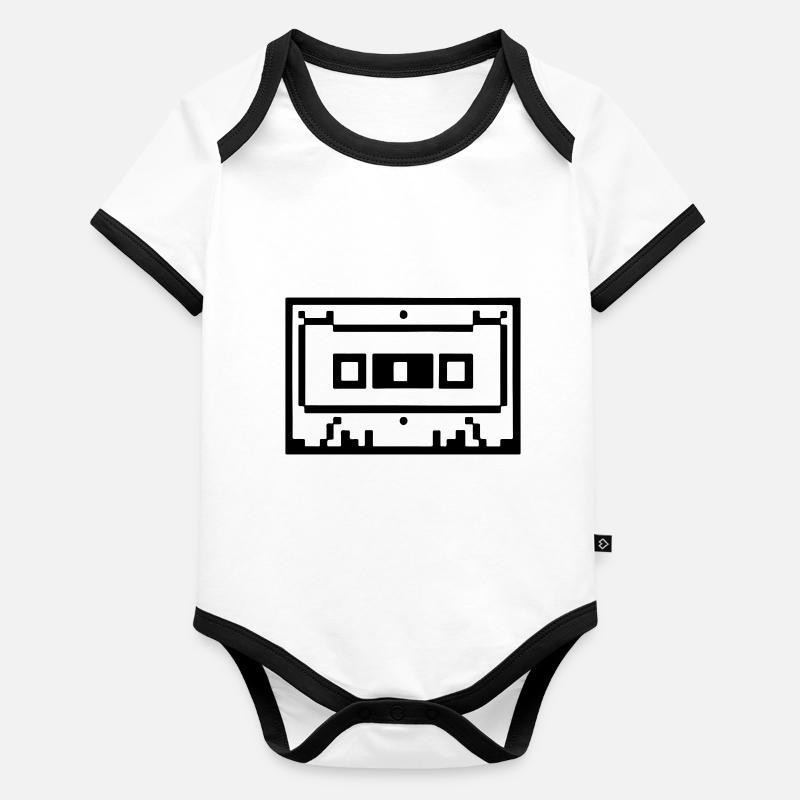 Kassette Verpixelt Retro Geschenkidee Baby Bio-Kurzarm-Kontrastbody