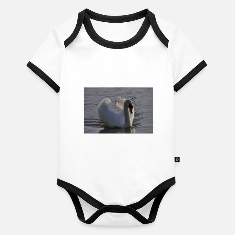 Schwan Poster Baby Bio-Kurzarm-Kontrastbody