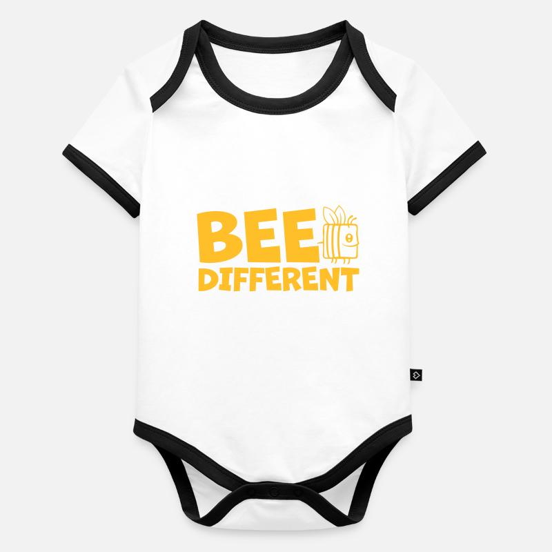 bee different saying quote Organic Baby Contrasting Bodysuit