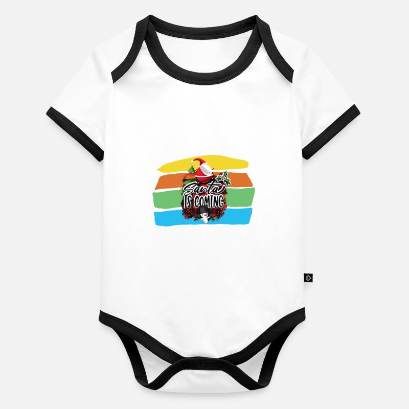 Santa IS Coming Baby Bio-Kurzarm-Kontrastbody