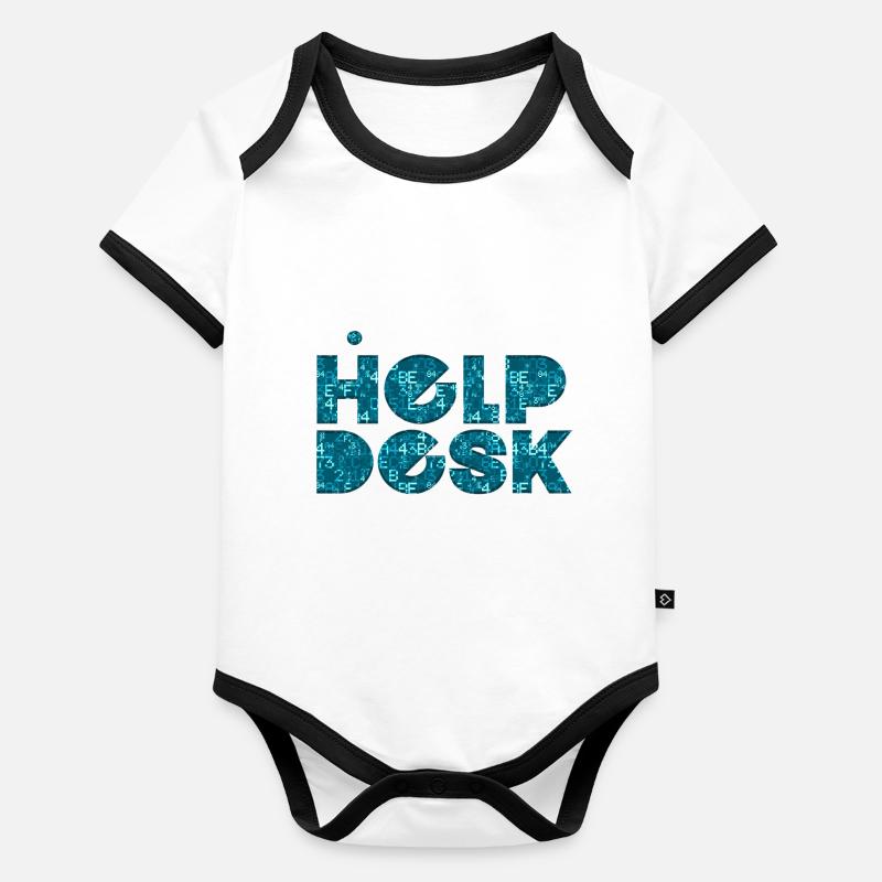 helpdesk support informatique geek ordinateur geek Body Bébé bio contrasté manches courtes