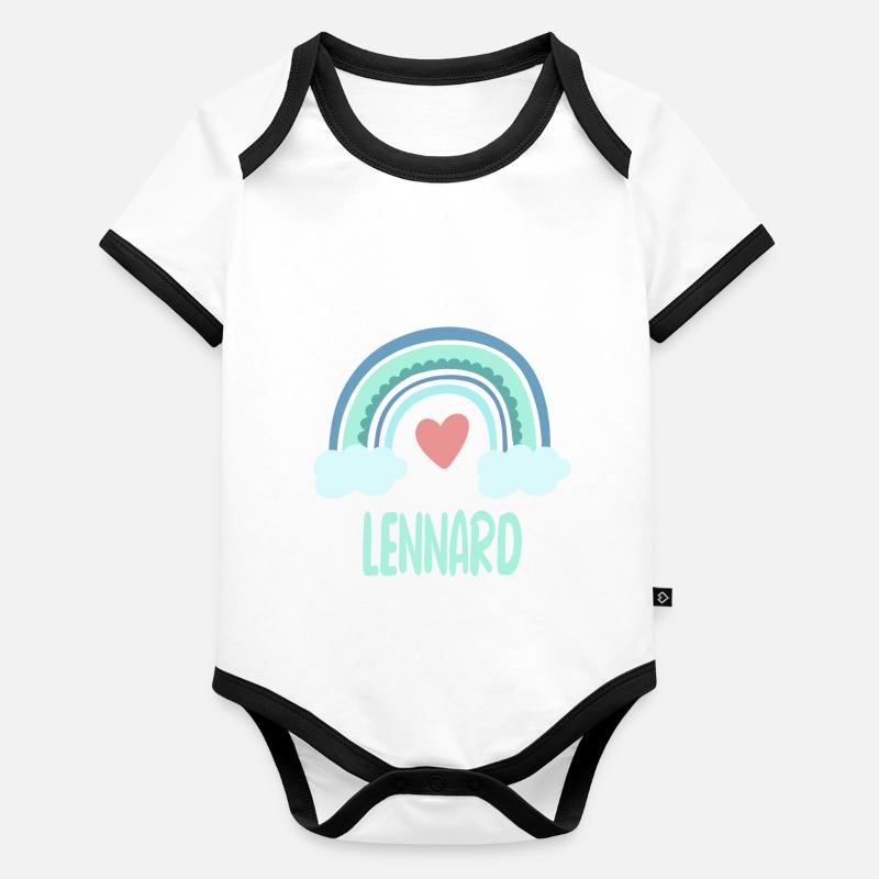 Lennard Name Rainbow Baby Organic Baby Contrasting Bodysuit