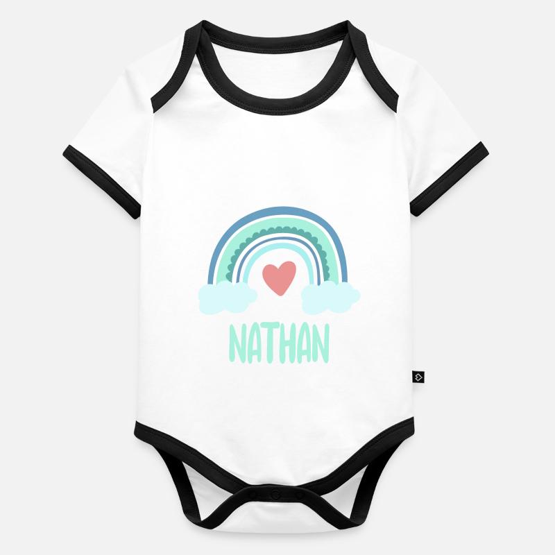 Nathan Name Rainbow Baby Organic Baby Contrasting Bodysuit