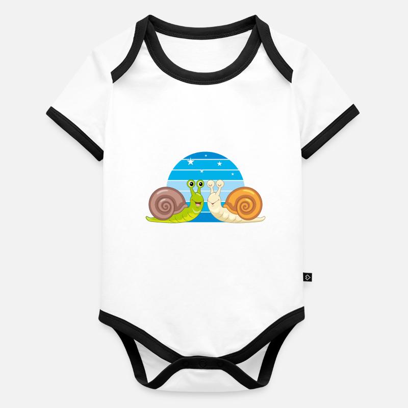 Two funny smiling snails Organic Baby Contrasting Bodysuit