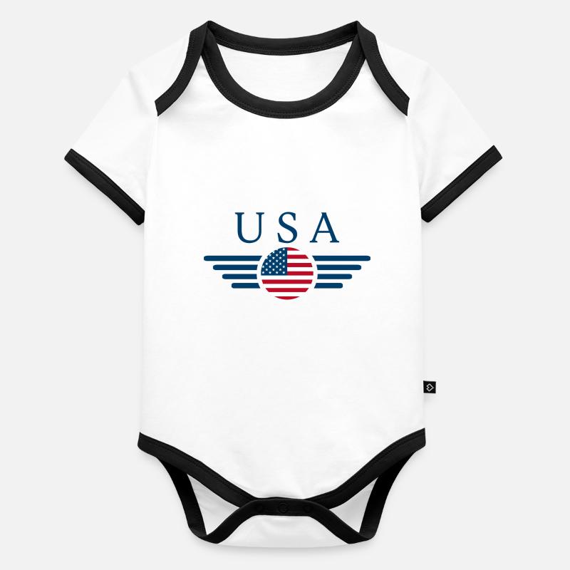 USA Flag Organic Baby Contrasting Bodysuit
