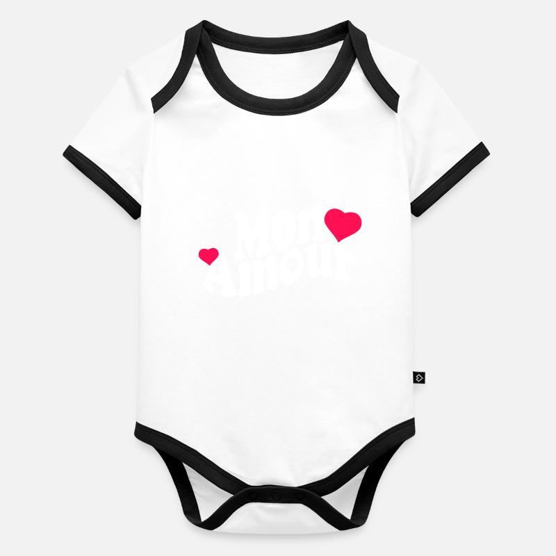 Mon amour, saint valentin, Body Bébé bio contrasté manches courtes