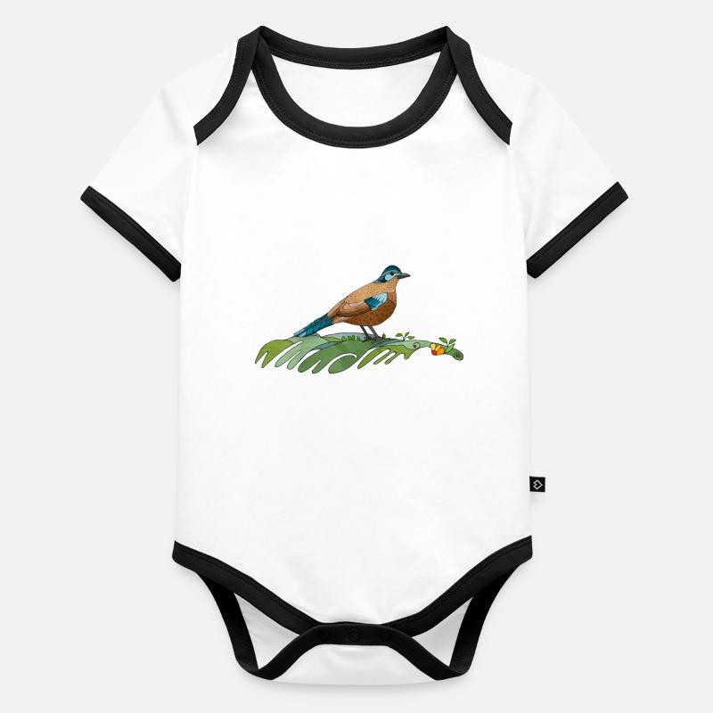 Oiseau Body Bébé bio contrasté manches courtes