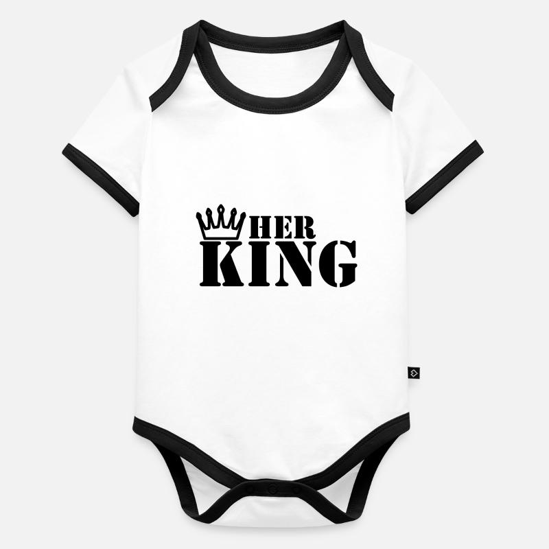 her king his queen couple black Organic Baby Contrasting Bodysuit