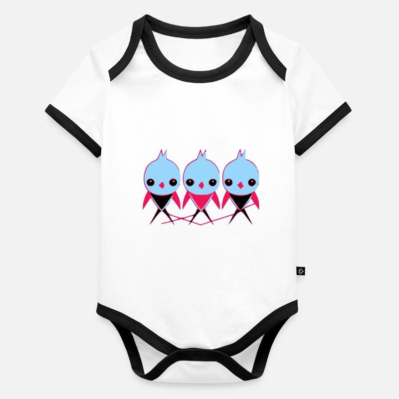3 kleine Vögel Baby Bio-Kurzarm-Kontrastbody