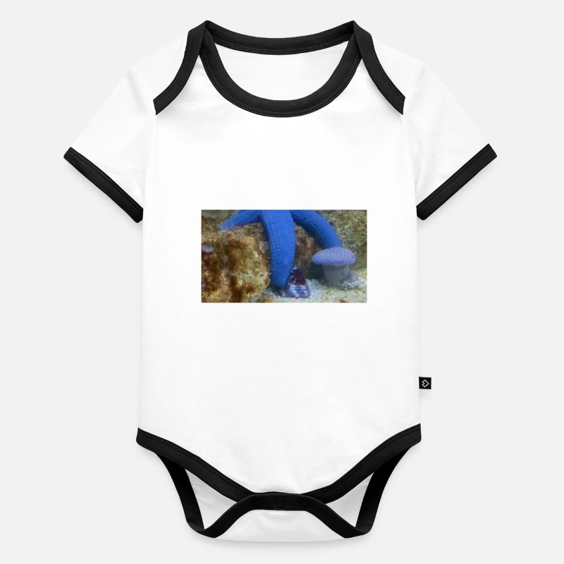 Étoile de mer bleue Body Bébé bio contrasté manches courtes